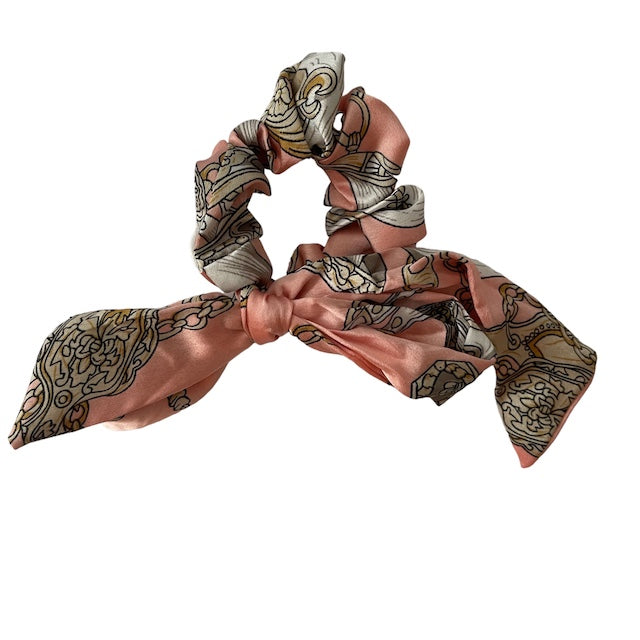 pink scarf scrunchie