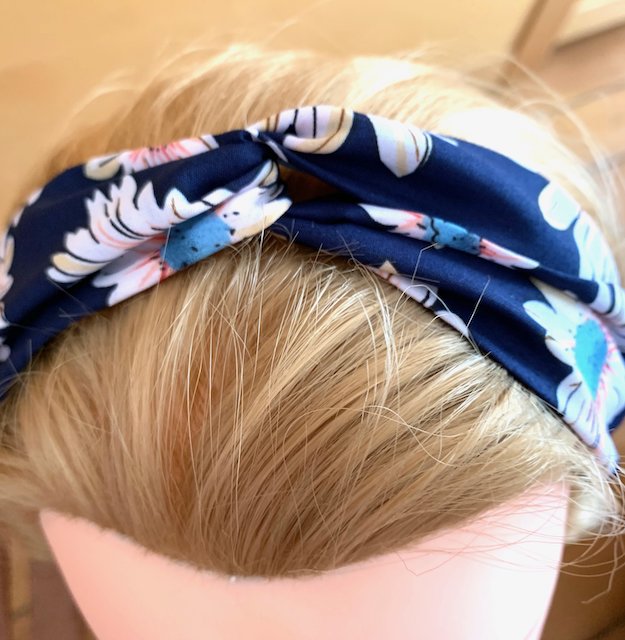 Bandeau à cheveux bleu marine et fleurs MARGOT boutique en ligne