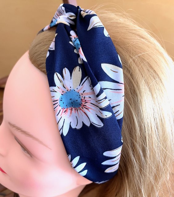 Bandeau à cheveux bleu marine et fleurs MARGOT salad-dressing
