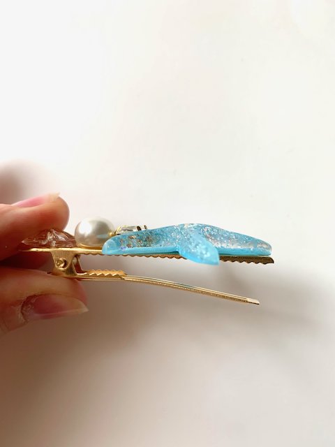 Turquoise shell / starfish hair clip and ADELIE pearl pin clasp