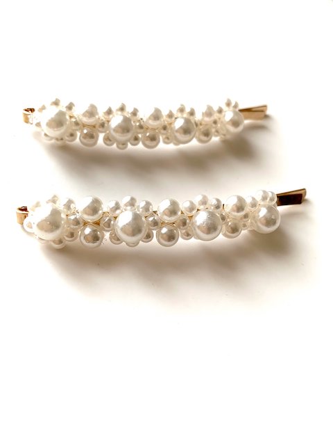 Barrettes à cheveux perles blanches IRIS salad-dressing boutique 
