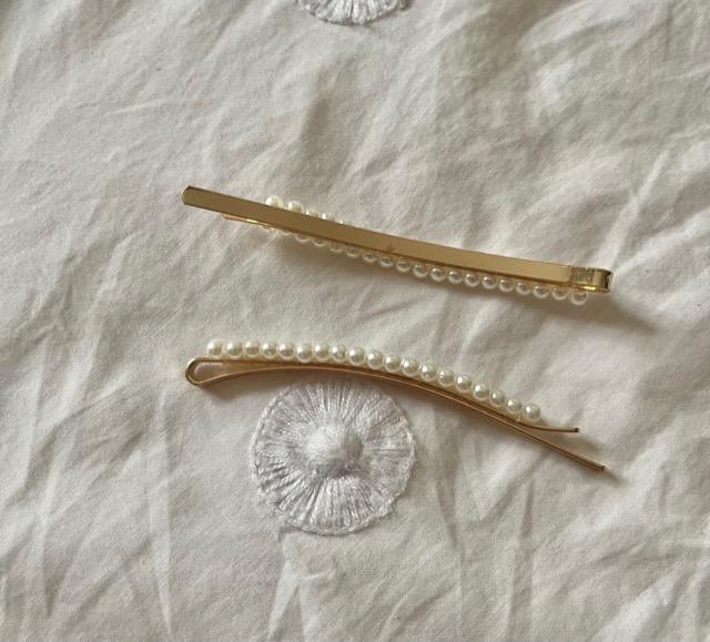 Set of two hair barrettes adorned with pearls NOUR