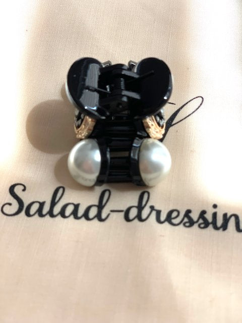 Small crab clip for pearl and rhinestone hair ALICIA salad-dressing