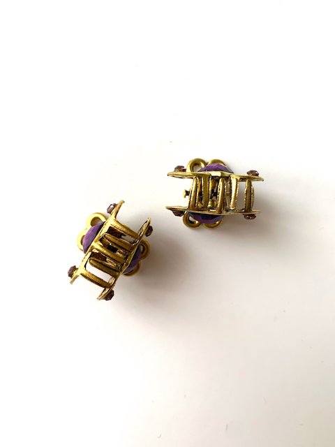 Small crab clips for gold hair and purple heart INDRA