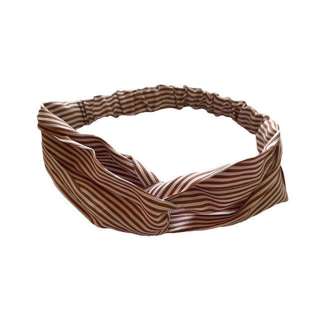 white headband with brown stripes