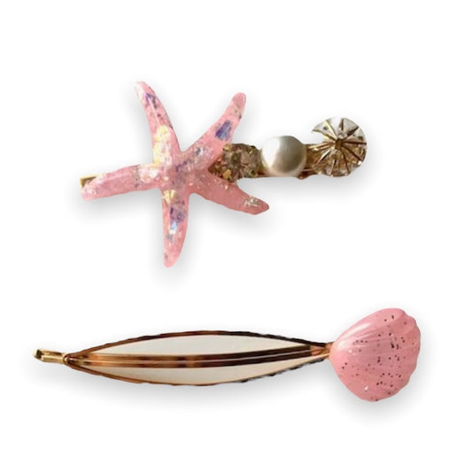 pink star and pearl barrettes