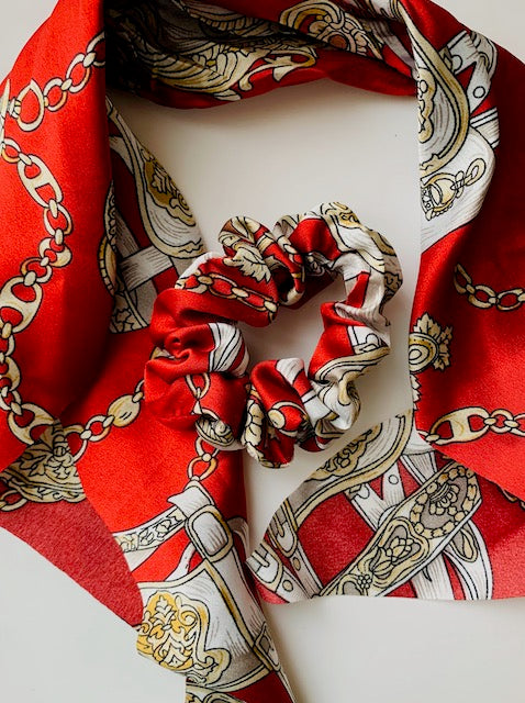 red scarf scrunchie