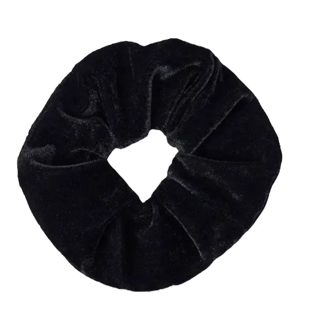 black velvet scrunchie with a pocket