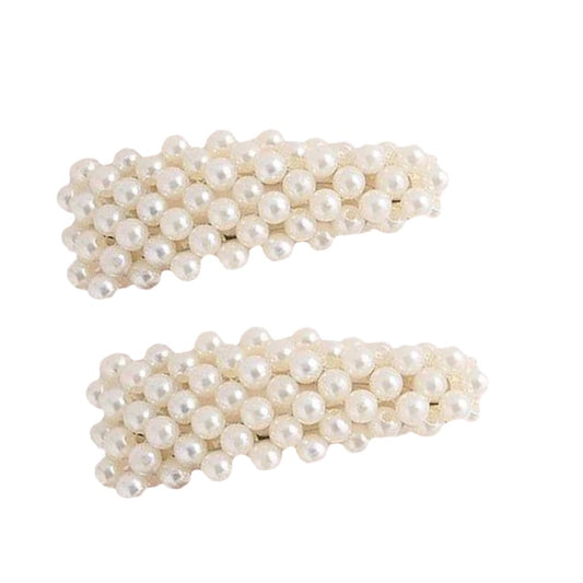 white pearl hair clip set
