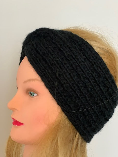 black wool headband woman