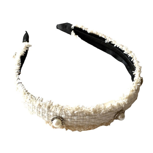 white tweed headband