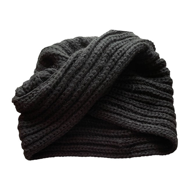 black wool beanie turban